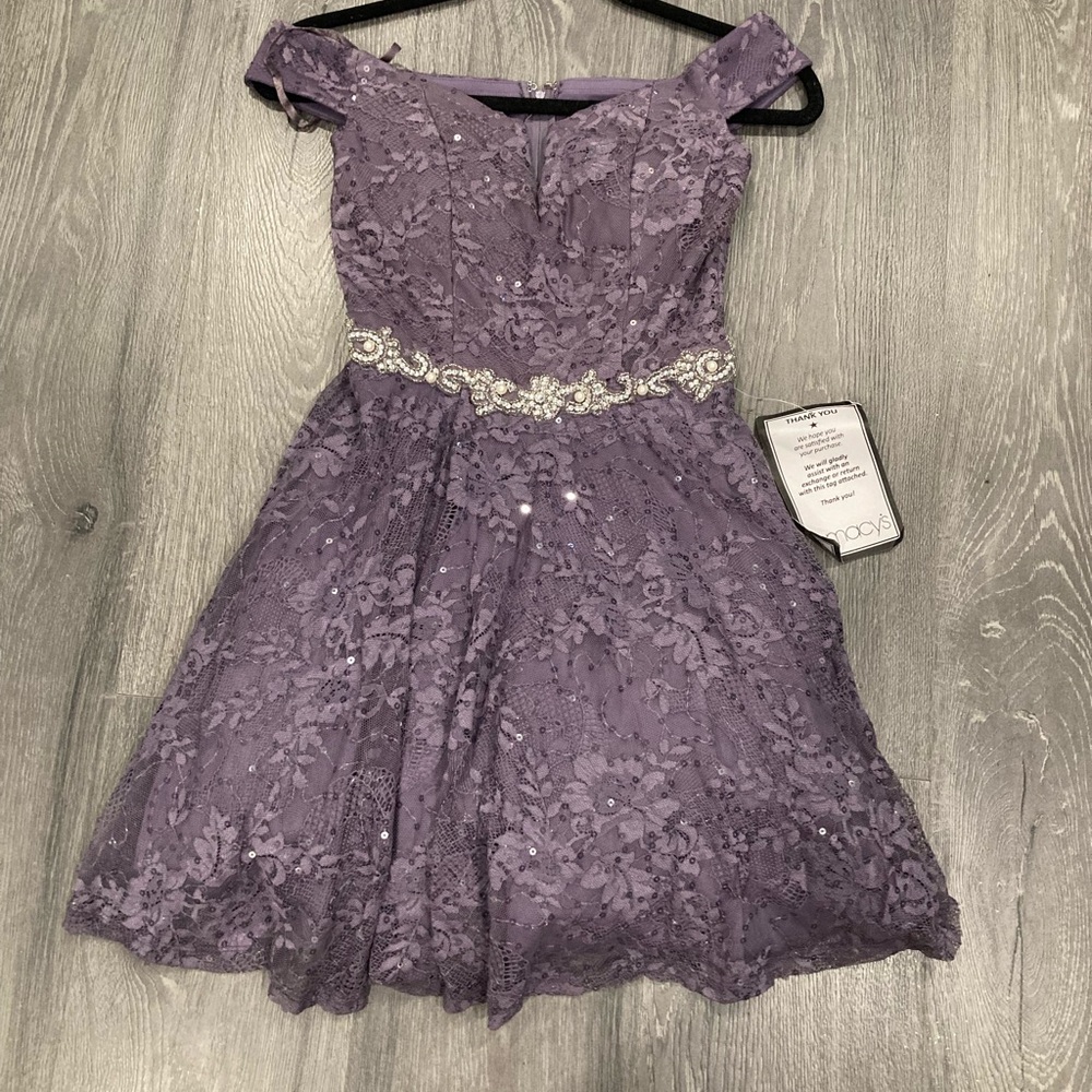 Macy's Purple Off-the-Shoulder Fit and Flare Dress